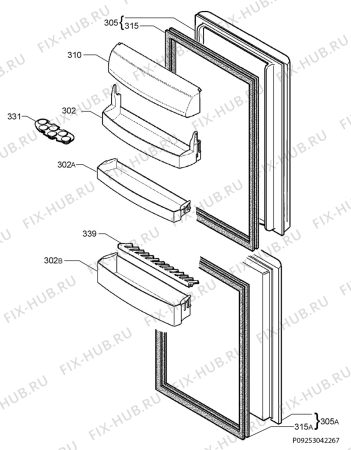 Взрыв-схема холодильника Zanussi ZRB938FW2 BOTTOM FRE - Схема узла Door 003